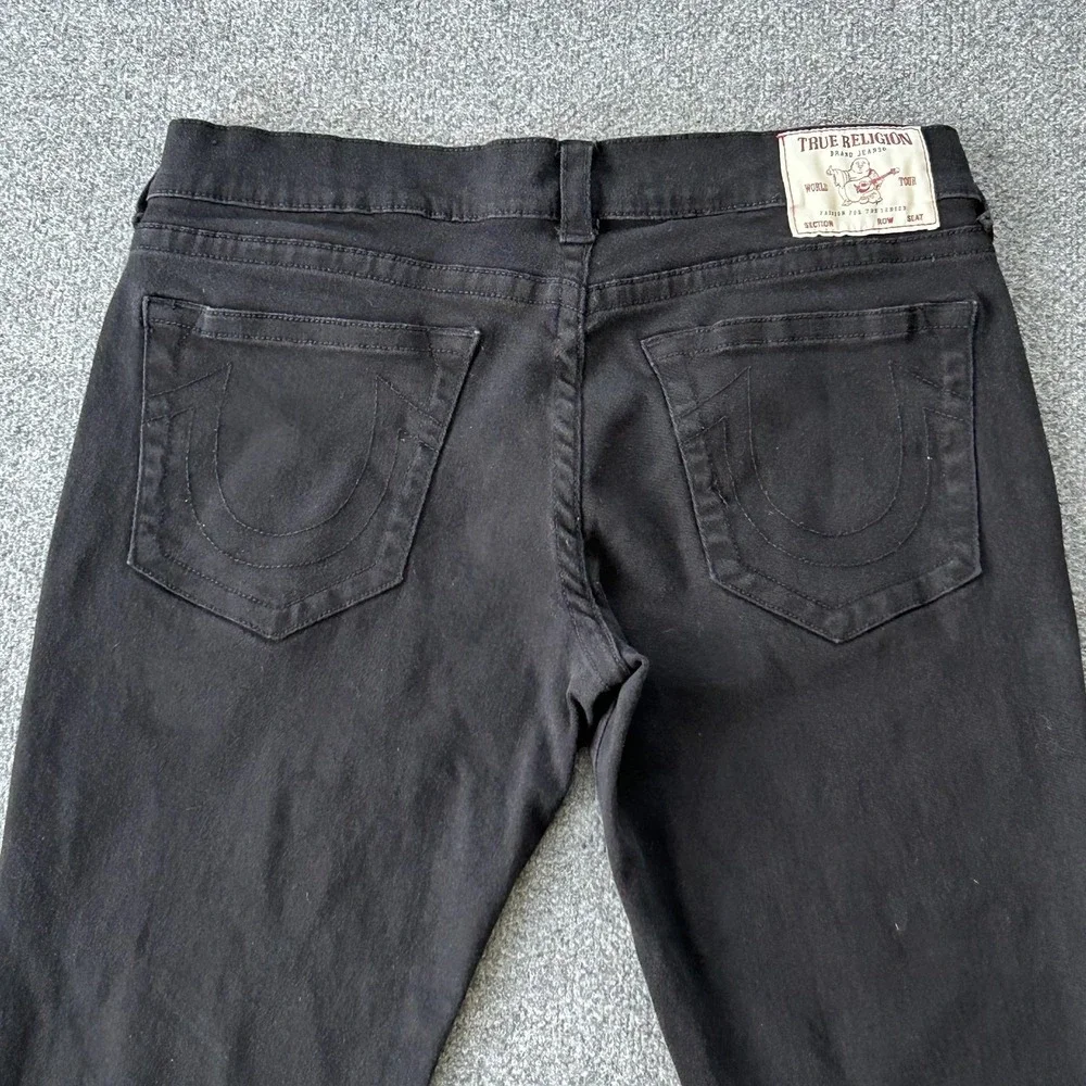 True Religion Geno Jeans Mens 36x30 Black Relaxed Slim Stretch Denim Horseshoe‎